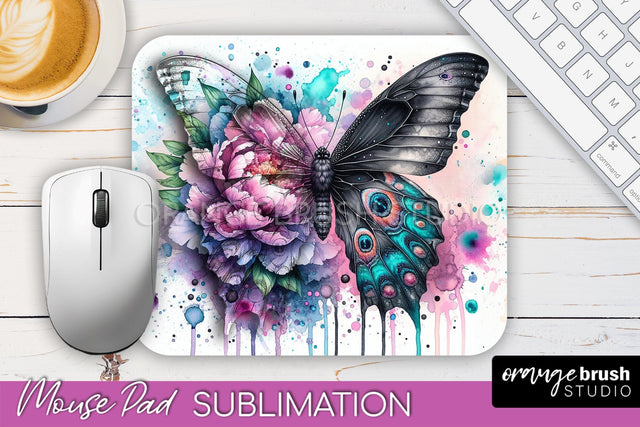Butterfly Mouse Pad - Butterflies and Flowers Sublimation Sublimation OrangeBrushStudio 