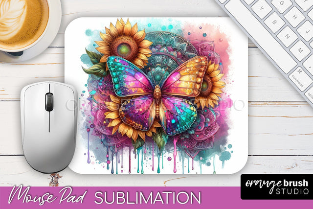 Butterfly Mouse Pad - Butterflies and Flowers Sublimation Sublimation OrangeBrushStudio 