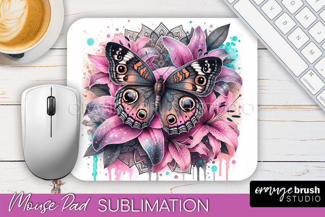 Butterfly Mouse Pad - Butterflies and Flowers Sublimation Sublimation OrangeBrushStudio 