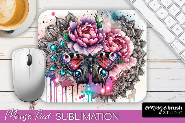Butterfly Mouse Pad - Butterflies and Flowers Sublimation Sublimation OrangeBrushStudio 