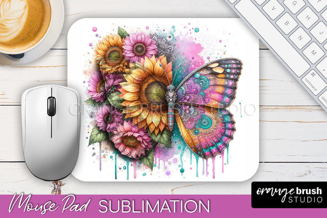 Butterfly Mouse Pad - Butterflies and Flowers Sublimation Sublimation OrangeBrushStudio 