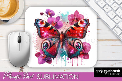 Butterfly Mouse Pad - Butterflies and Flowers Sublimation Sublimation OrangeBrushStudio 
