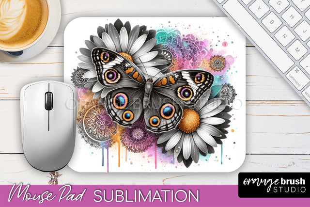 Butterfly Mouse Pad - Butterflies and Flowers Sublimation Sublimation OrangeBrushStudio 