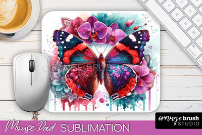 Butterfly Mouse Pad - Butterflies and Flowers Sublimation Sublimation OrangeBrushStudio 