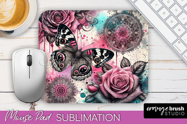 Butterfly Mouse Pad - Butterflies and Flowers Sublimation Sublimation OrangeBrushStudio 