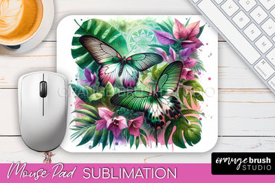 Butterfly Mouse Pad - Butterflies and Flowers Sublimation Sublimation OrangeBrushStudio 