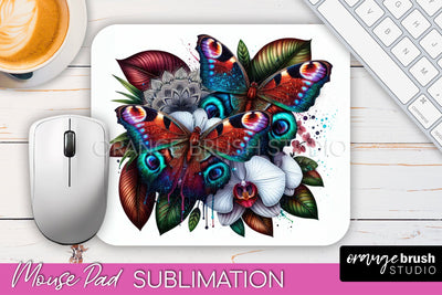 Butterfly Mouse Pad - Butterflies and Flowers Sublimation Sublimation OrangeBrushStudio 