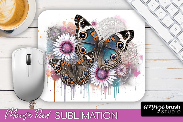 Butterfly Mouse Pad - Butterflies and Flowers Sublimation Sublimation OrangeBrushStudio 
