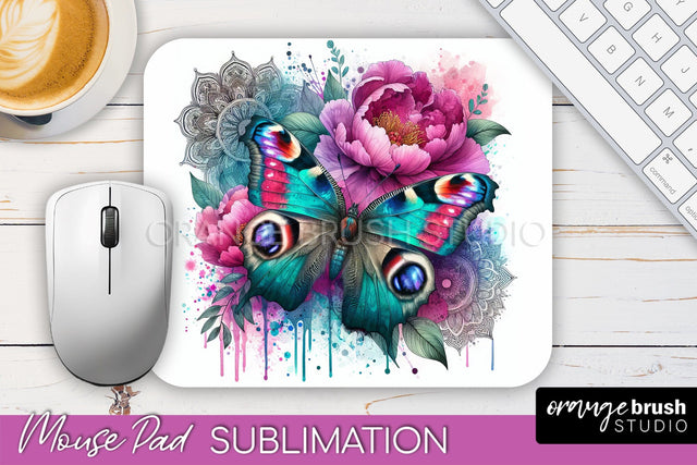 Butterfly Mouse Pad - Butterflies and Flowers Sublimation Sublimation OrangeBrushStudio 