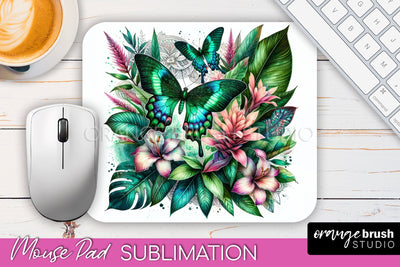 Butterfly Mouse Pad - Butterflies and Flowers Sublimation Sublimation OrangeBrushStudio 