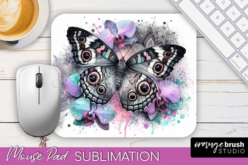 Butterfly Mouse Pad - Butterflies and Flowers Sublimation Sublimation OrangeBrushStudio 