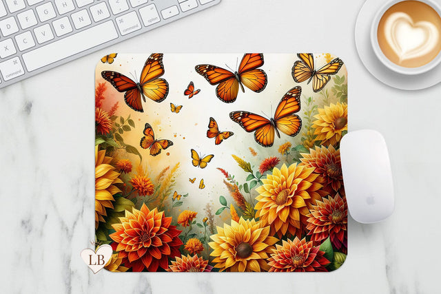 Butterfly Mouse Pad - Dahlia Flower Mousepad PNG Sublimation BijouBay 