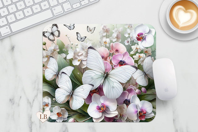 Butterfly Mouse Pad - Orchid Mousepad PNG Sublimation BijouBay 
