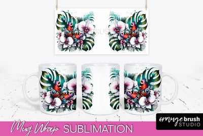 Butterfly Mug Wrap - Flowers Mug Sublimation Design Sublimation OrangeBrushStudio 