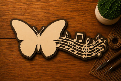 Butterfly Music Notes Design Laser Cut SVG File SVG Regulrcrative 