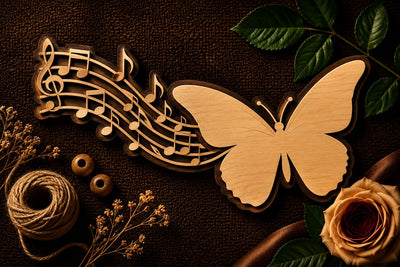 Butterfly Music Notes Wall Art Laser Cut SVG File SVG Regulrcrative 