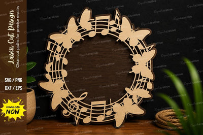 Butterfly Music Wreath Laser Cut SVG File SVG Regulrcrative 
