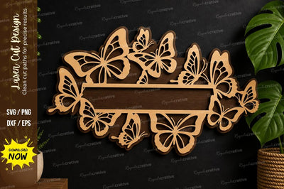 Butterfly Name Banner laser cut svg File SVG Regulrcrative 