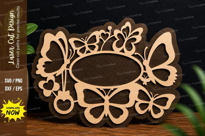Butterfly Name Frame Laser Cut Decorative File SVG Regulrcrative 