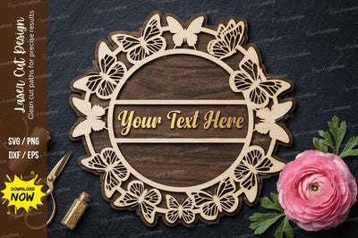 Butterfly Name Frame laser Cut svg Cutting file SVG Regulrcrative 
