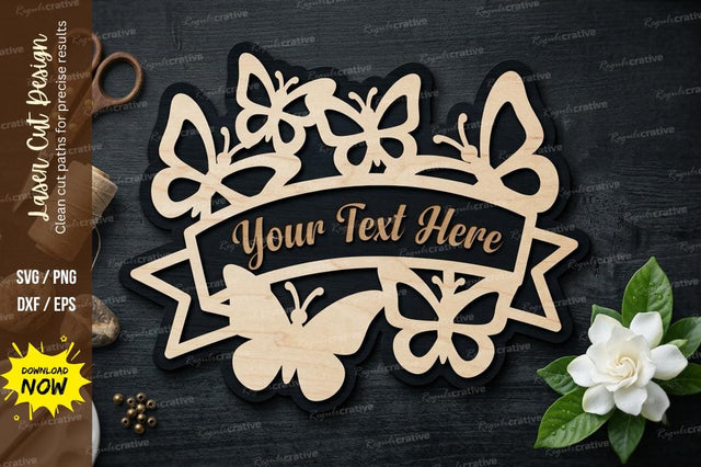 Butterfly Name Frame laser Cut svg Cutting file, SVG Regulrcrative 