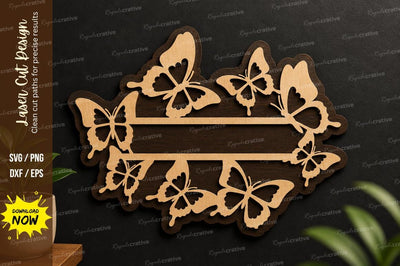 Butterfly Name Frame laser cut svg File SVG Regulrcrative 
