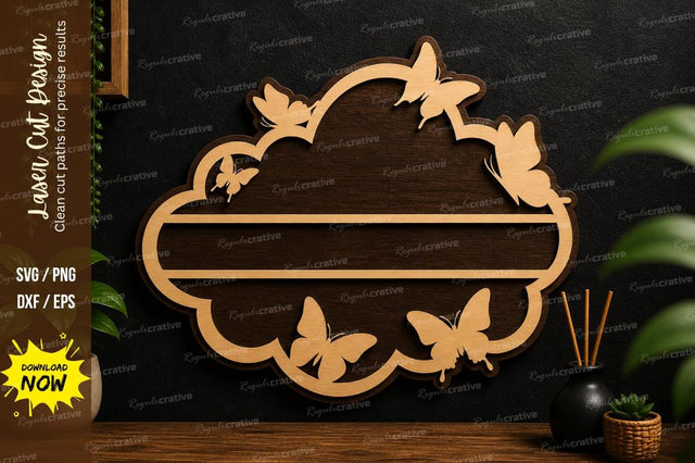 Butterfly Name Frame Laser Cut SVG Regulrcrative 