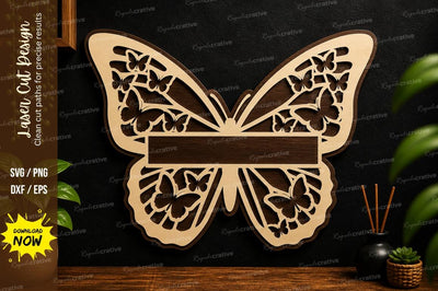 Butterfly Name Frame Laser Cut Wall Art SVG Regulrcrative 