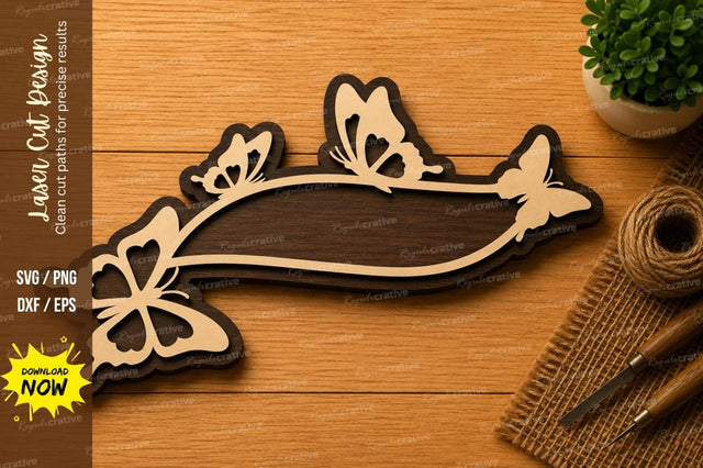 Butterfly Name Plaque Laser Cut SVG File SVG Regulrcrative 
