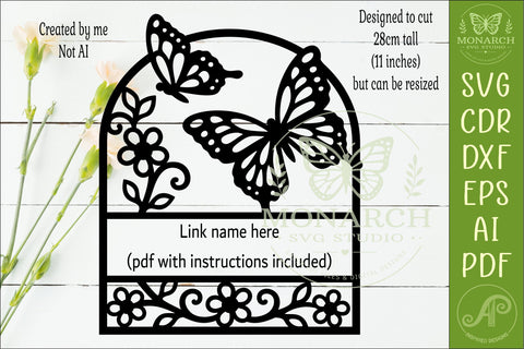 Butterfly Name Sign SVG | Floral Personalized Nursery Wall Art Laser Cut File SVG APInspireddesigns 