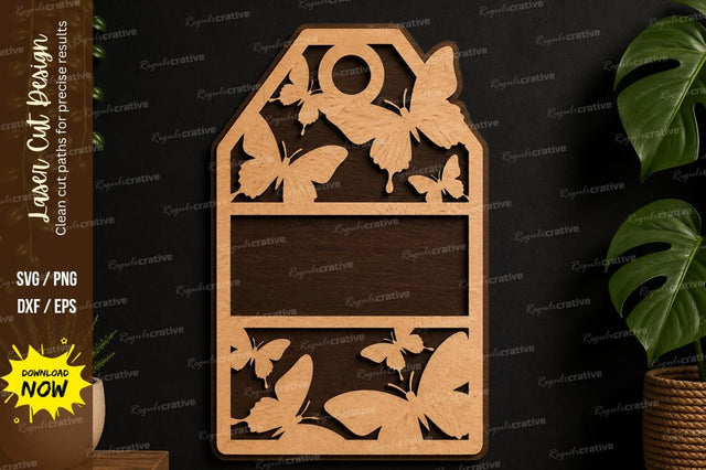 Butterfly Name Tag Frame laser cut svg File SVG Regulrcrative 