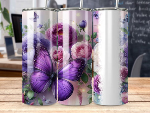 Butterfly Name Tumbler Sublimation Wrap PNG Sublimation BijouBay 