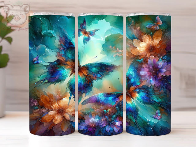 Butterfly Neon 20oz Tumbler Png, Straight & Tapered Tumbler Png, Butterfly Tumbler Png, Digital Download PNG Sublimation Lara' s Designs 