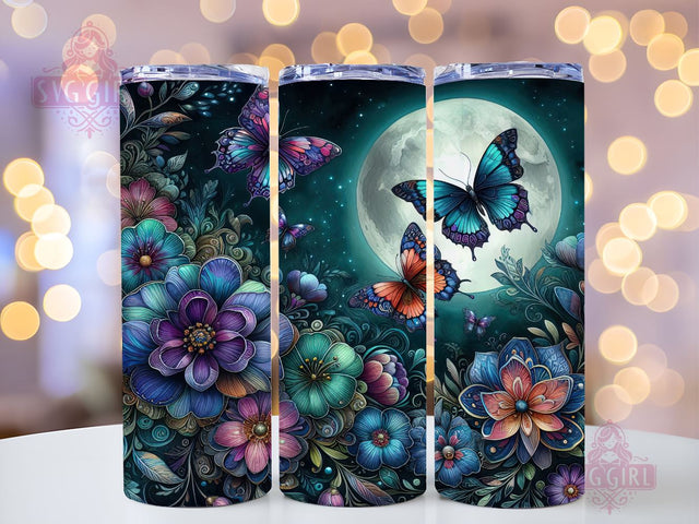 Butterfly Neon 20oz Tumbler Wrap Sublimation Design, Straight Tapered Tumbler Wrap, Butterfly Tumbler Png, Instant Digital Download Sublimation SvggirlplusArt 