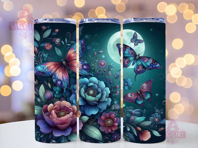 Butterfly Neon 20oz Tumbler Wrap Sublimation Design, Straight Tapered Tumbler Wrap, Butterfly Tumbler Png, Instant Digital Download Sublimation SvggirlplusArt 