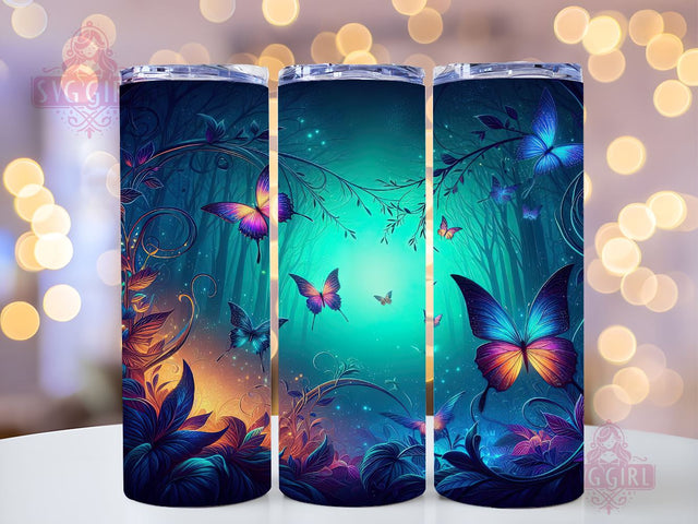 Butterfly Neon 20oz Tumbler Wrap Sublimation Design, Straight Tapered Tumbler Wrap, Butterfly Tumbler Png, Instant Digital Download Sublimation SvggirlplusArt 