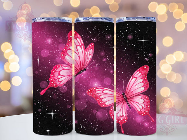 Butterfly Neon Pink 20oz Tumbler, Butterfly Design, Neon Pink Tumbler, Sublimation Wrap, 20oz Tumbler, Colorful Drinkware, Insect Gift, Bright Cup Sublimation SvggirlplusArt 