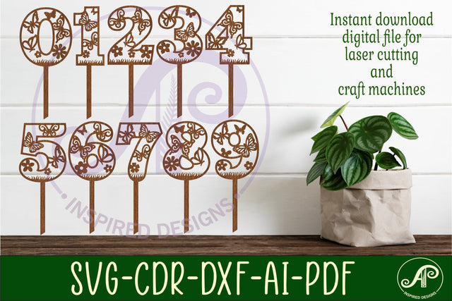Butterfly number cake toppers SVG cut files SVG APInspireddesigns 