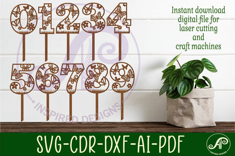 Butterfly number cake toppers SVG cut files SVG APInspireddesigns 