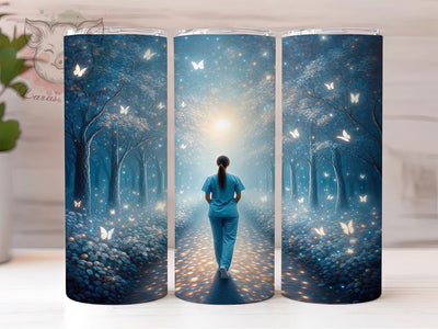 Butterfly Nurse Healthcare Tumbler Wrap, Blue Butterfly PNG, Medical Sublimation Design, 20oz Nurse Tumbler, Healthcare Worker Gift, Butterfly Nurse Wrap, RN Appreciation Design Sublimation Lara' s Designs 