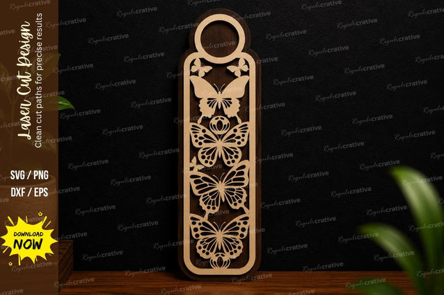 Butterfly Ornament Bookmark SVG Laser Cut Decorative Bookmark Design SVG Regulrcrative 