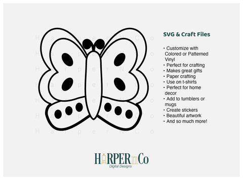 Butterfly Outline 1 SVG PNG Cut EPS File SVG HarperNCo 