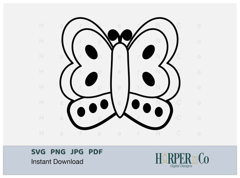 Butterfly Outline 1 SVG PNG Cut EPS File SVG HarperNCo 