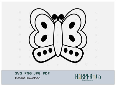 Butterfly Outline 1 SVG PNG Cut EPS File SVG HarperNCo 