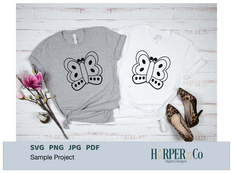 Butterfly Outline 1 SVG PNG Cut EPS File SVG HarperNCo 