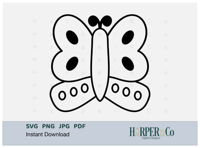 Butterfly Outline 11 SVG PNG Cut EPS File SVG HarperNCo 