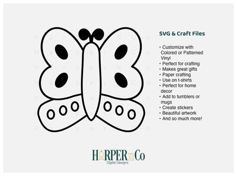 Butterfly Outline 11 SVG PNG Cut EPS File SVG HarperNCo 