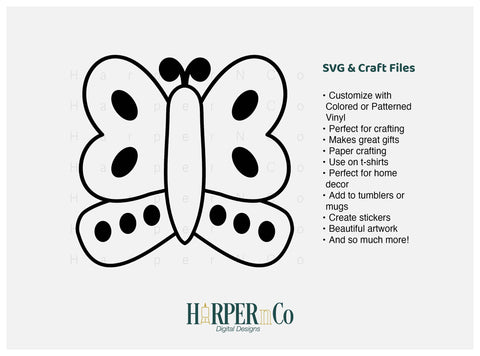Butterfly Outline 12 SVG PNG Cut EPS File SVG HarperNCo 