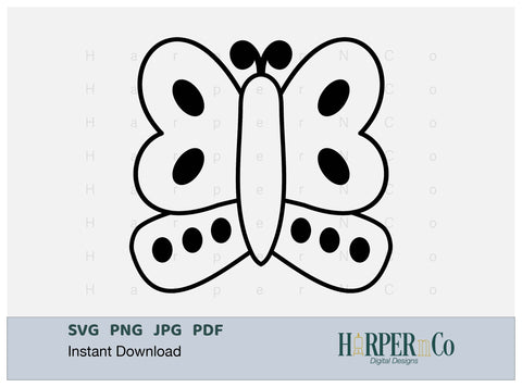Butterfly Outline 12 SVG PNG Cut EPS File SVG HarperNCo 