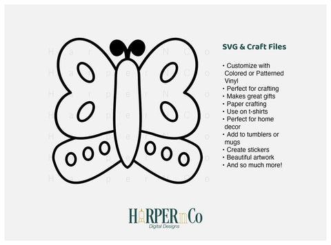 Butterfly Outline 13 SVG PNG Cut EPS File SVG HarperNCo 